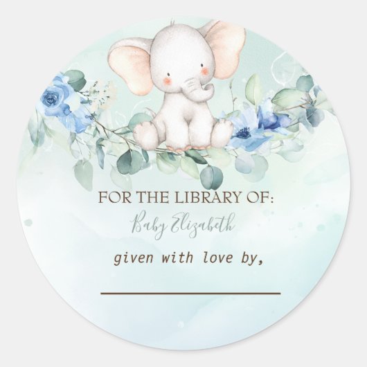 Cute Baby Elephant Blue Rozen Ronde Sticker (Voorkant)