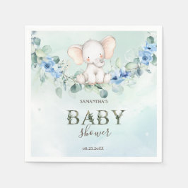 Cute Baby Elephant Blue Rozen Servet