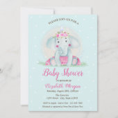 Cute Baby Elephant, Blue Stippen Baby shower Kaart (Voorkant)
