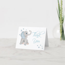 Cute Baby Elephant Blue Waterverf Hartelijk dank Bedankkaart