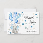 Cute Baby Elephant Boy Baby shower | Dank u wel Bedankkaart (Voorkant)
