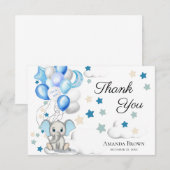 Cute Baby Elephant Boy Baby shower | Dank u wel Bedankkaart (Voorkant / Achterkant)