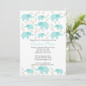 Cute Baby Elephant Boy Baby Shower Invitations Kaart (Staand voorkant)