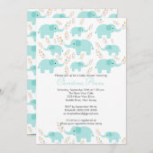 Cute Baby Elephant Boy Baby Shower Invitations Kaart (Voorkant / Achterkant)