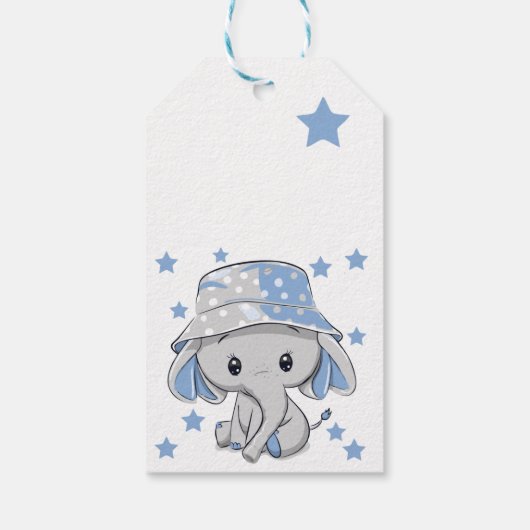 Cute Baby Elephant Boy Cadeaulabel (Achterkant)