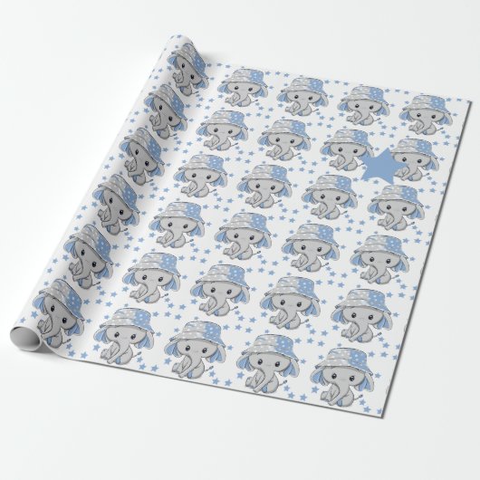 Cute Baby Elephant Boy Cadeaupapier (Uitgerold)