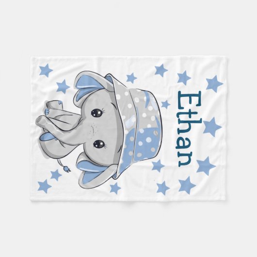 Cute Baby Elephant Boy Fleece Deken (Voorkant (Horizontaal))