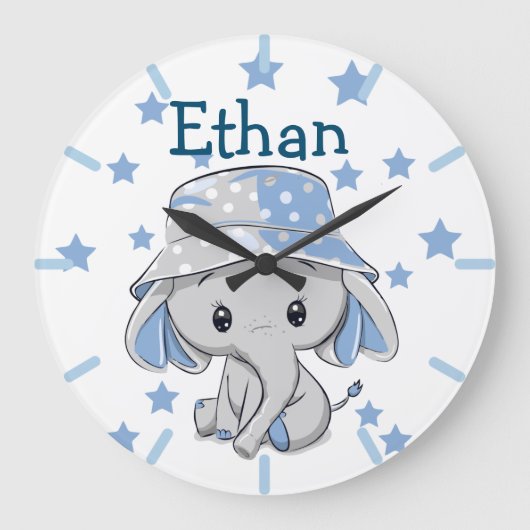 Cute Baby Elephant Boy   Grote Klok (Voorkant)