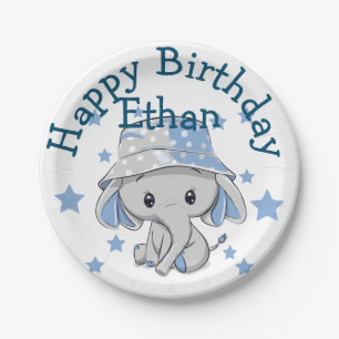 Cute Baby Elephant Boy Papieren Bordje
