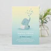 Cute Baby Elephant Boy Sprinkle Baby shower Invite Kaart (Staand voorkant)