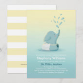 Cute Baby Elephant Boy Sprinkle Baby shower Invite Kaart (Voorkant / Achterkant)