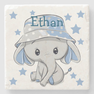 Cute Baby Elephant Boy Stenen Onderzetter