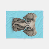 Cute Baby Elephant Calf met leesbril Fleece Deken (Voorkant (Horizontaal))
