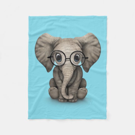 Cute Baby Elephant Calf met leesbril Fleece Deken (Voorkant)