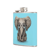 Cute Baby Elephant Calf met leesbril Heupfles (Links)