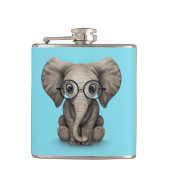 Cute Baby Elephant Calf met leesbril Heupfles (Voorkant)