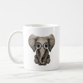 Cute Baby Elephant Calf met leesbril Koffiemok