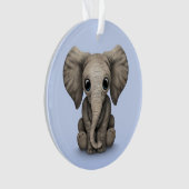 Cute Baby Elephant Calf Sitting Down, Light Blue Ornament (voorkant)