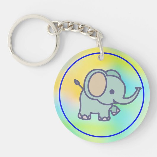 Cute Baby Elephant Cartoon-47767 Sleutelhanger (Voorkant)