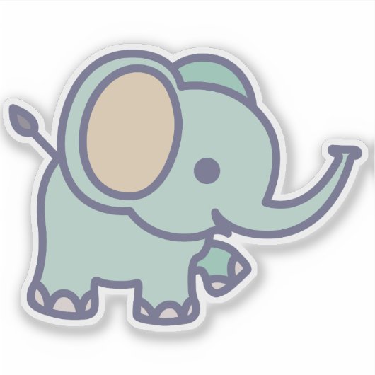 Cute Baby Elephant Cartoon-47767 Sticker (Voorkant)