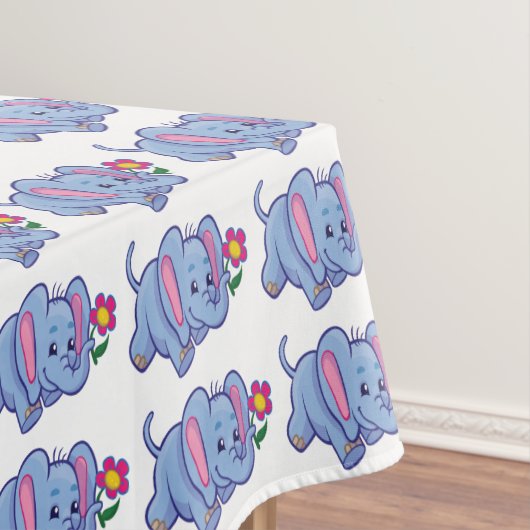 Cute Baby Elephant Cartoon Kinder Rechthoek Tafelkleed (Voorbeeld)