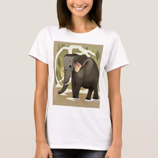 Cute Baby Elephant Child Art T-shirt (Voorkant)