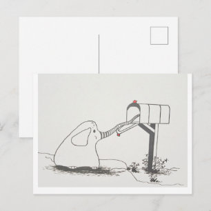 Cute Baby Elephant die op zoek is naar wat e-mail Briefkaart