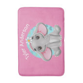 Cute Baby Elephant, DIY Name, Pink Badmat (Voorkant Verticaal)