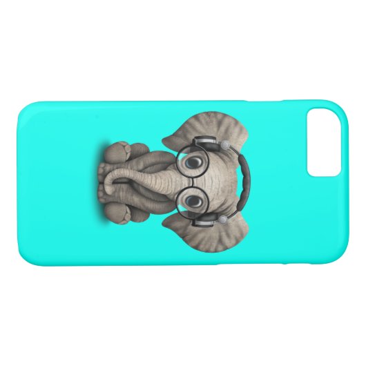 Cute Baby Elephant Dj met hoofdtelefoon en glas Case-Mate iPhone Case (Achterkant (Horizontaal))