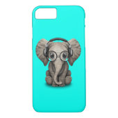 Cute Baby Elephant Dj met hoofdtelefoon en glas Case-Mate iPhone Case (Achterkant)