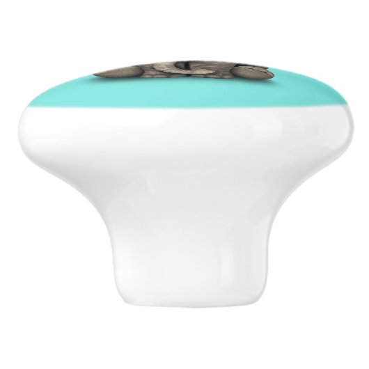 Cute Baby Elephant Dj met hoofdtelefoon en glas Keramische Knop (Zijkant)