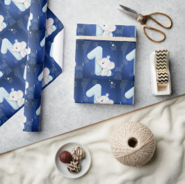 Cute Baby Elephant First Birthday Cadeaupapier