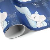 Cute Baby Elephant First Birthday Cadeaupapier (Rol Hoek)