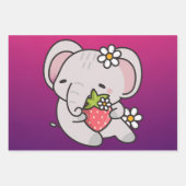 Cute Baby Elephant First Birthday Inpakpapier Vel (Voorkant 3)
