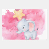 Cute Baby Elephant First Birthday Inpakpapier Vel (Voorkant 2)