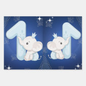 Cute Baby Elephant First Birthday Inpakpapier Vel (Voorkant)