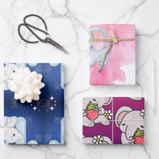 Cute Baby Elephant First Birthday Inpakpapier Vel