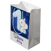 Cute Baby Elephant First Birthday Medium Cadeauzakje (Achterkant Gekanteld)