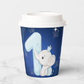 Cute Baby Elephant First Birthday Papieren Bekers (Achterkant)