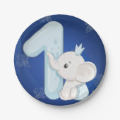 Cute Baby Elephant First Birthday Papieren Bordje (Voorkant)