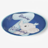 Cute Baby Elephant First Birthday Papieren Bordje (Gekanteld)