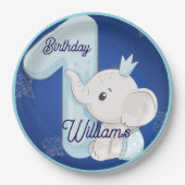 Cute Baby Elephant First Birthday Papieren Bordje (Voorkant)