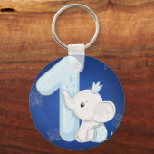 Cute Baby Elephant First Birthday Sleutelhanger (Achterkant)