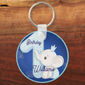 Cute Baby Elephant First Birthday Sleutelhanger (Voorkant)