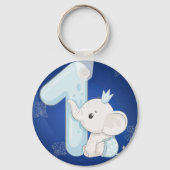 Cute Baby Elephant First Birthday Sleutelhanger (Achterkant)