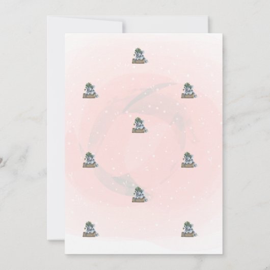 Cute Baby Elephant, Floral Baby shower Kaart (Achterkant)