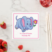 Cute Baby Elephant & Flower Personated Servet (Insitu)