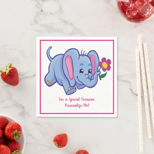 Cute Baby Elephant & Flower Personated Servet (Insitu)
