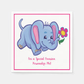 Cute Baby Elephant & Flower Personated Servet (Voorkant)