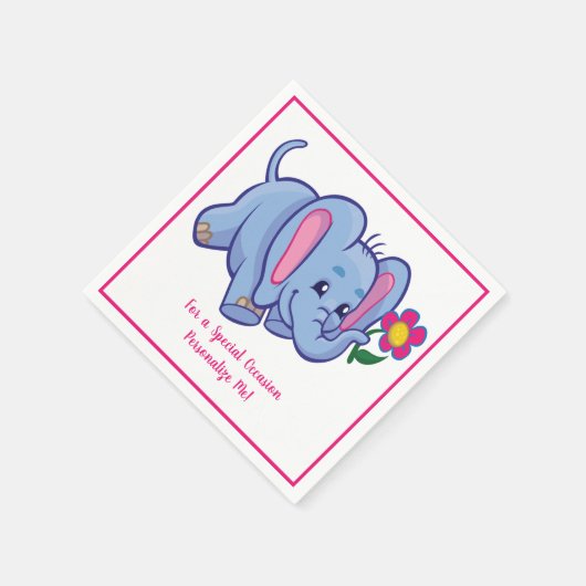 Cute Baby Elephant & Flower Personated Servet (Hoek)